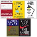 Book cover of Crucial Conversations, How to Talk to Anyone, Deep Work, Shoe Dog, 7 Habits of Highly Effective People 5 Books Collection Set