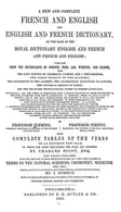 Book cover of A new and complete French and English, and English and French dictionary