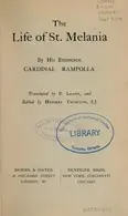 Book cover of The life of St. Melania