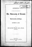 Book cover of Address at the convocation of the University of Toronto and University College, October 19, 1888