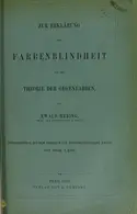 Book cover of Zur Erklärung der Farbenblindheit aur der Theorie der Gegenfarben