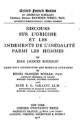 Book cover of Discours sur l'origine et les fondements de l'inégalité parmi les hommes