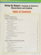 Book cover of Math Innovations Course 1 : Sizing up Shapes