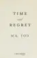Book cover of Time and Regret