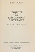 Book cover of Enquête sur l'évolution littéraire