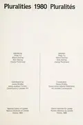 Book cover of Pluralities, 1980 =