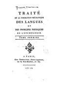 Book cover of Traité de la formation méchanique des langues et des principes physiques de l'étymologie ..