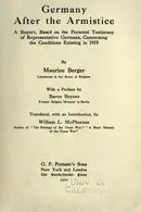 Book cover of Germany after the armistice