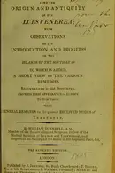 Book cover of An inquiry into the origin and antiquity of the lues venerea