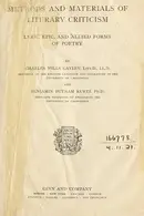 Book cover of Methods and materials of literary criticism