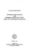 Book cover of Studien zur Syntax und Bemerkungen zum Text der Vita Theodori Syceotae