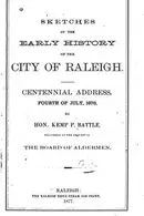 Book cover of Sketches of the early history of the city of Raleigh