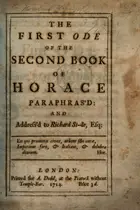 Book cover of The first ode of the second book of Horace paraphras'd