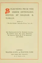 Book cover of Selections from the Greek anthology