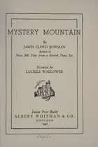 Book cover of Mystery mountain