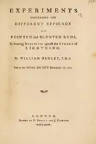 Book cover of Experiments concerning the different efficacy of pointed and blunted rods, in securing buildings against the stroke of lightning
