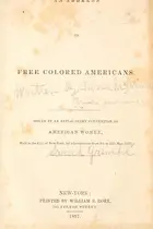 Book cover of An address to free colored Americans