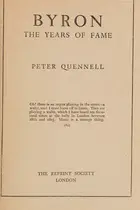 Book cover of Byron The Years of Fame