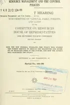 Book cover of Resource management and fire control policies