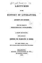Book cover of Lectures on the History of Literature: Ancient and Modern