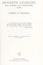 Book cover of Kenneth Grahame; life, letters and unpublished work