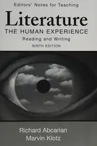 Book cover of Editors' notes for teaching Literature, the human experience, ninth edition