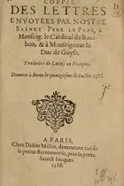 Book cover of Coppie des lettres envoyees par Nostre Sainct Pere le Pape