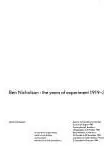 Book cover of Ben Nicholson, the years of experiment, 1919-39