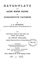Book cover of Davos-Platz as an Alpine winter-station for consumptive patients