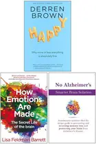 Book cover of Happy Derren Brown, How Emotions Are Made The Secret Life of the Brain, No Alzheimer's Smarter Brain Keto Solution 3 Books Collection Set