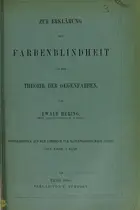 Book cover of Zur Erklärung der Farbenblindheit aur der Theorie der Gegenfarben