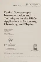 Book cover of Optical spectroscopic instrumentation and techniques for the 1990s