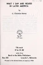 Book cover of What I saw and heard in Latin America