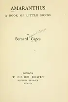 Book cover of Amaranthus, a book of little songs