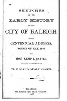 Book cover of Sketches of the early history of the city of Raleigh
