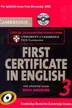 Book cover of Cambridge First Certificate in English 3 for Updated Exam Self-study Pack