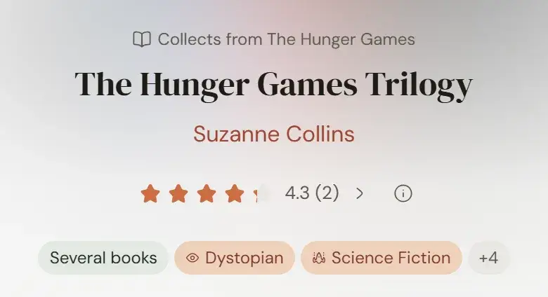 The Hunger Games Trilogy book page, marked Several books